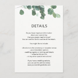 Cartão De Informações Watercolor deixa informações sobre detalhes do cas