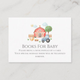 Cartão De Informações Watercolor Farm Animals Baby Shower Books for Baby