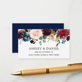 Cartão De Informações Watercolor Floral Blue Wedée Registry