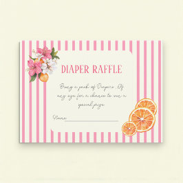 Cartão De Informações Watercolor Floral Citrus Baby Shower Diaper Raffle