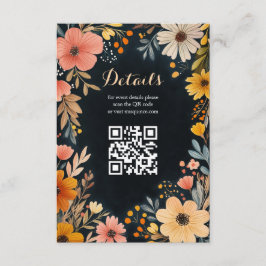 Cartão De Informações Watercolor Floral no Dark Quinceañera PERSOM QR