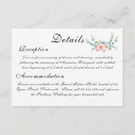 Cartão De Informações Watercolor Flower Wedding
