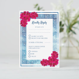 Cartão De Informações Watercolor Grecian Elegance + RSVP Flor Rosa