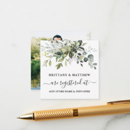 Cartão De Informações Watercolor Greenery Wedding Registry Foto