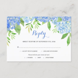 Cartão De Informações Watercolor Hydrangea Blue Floral Casamento RSVP