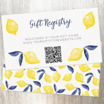 Watercolor Lemon Citrus Gift Registry QR Code