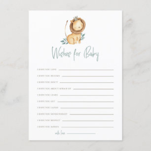 Cartão De Informações Watercolor Lion Prince Deseja Cartão-Bebê