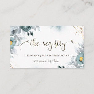 Cartão De Informações Watercolor Mint Green Rosas Wedding Registry