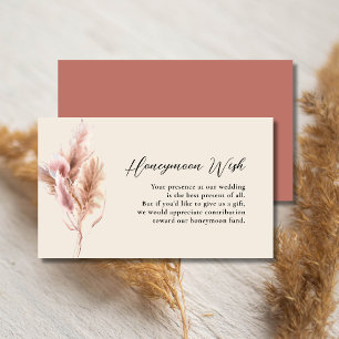 Cartão De Informações Watercolor Pampas Grass Weding Honeymoon Wish