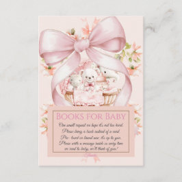 Cartão De Informações Watercolor Pink Bow Books for Baby Request Card