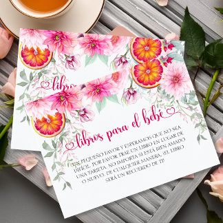 Cartão De Informações Watercolor Pink & Citrus Livros Espanhóis Para Beb