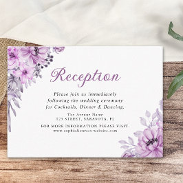 Cartão De Informações Watercolor Purple Flowers Wedding Set