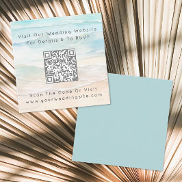 Cartão De Informações Watercolor QR Code Beach Wedding RSVP