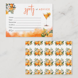 Cartão De Informações Watercolor Spritz Orange Flowers Advice e Wish