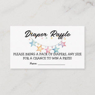 Cartão De Informações Watercolor Stars Pennant Chá de fraldas Raffle