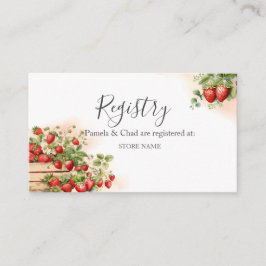 Cartão De Informações Watercolor Strawberry Weding Registry