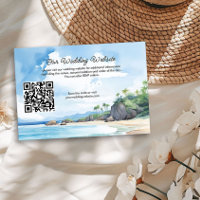 Watercolor Summer Beach Wedding Website QR Code