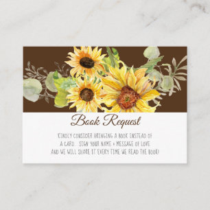 Cartão De Informações Watercolor Sunflower Fall Book em vez de Card