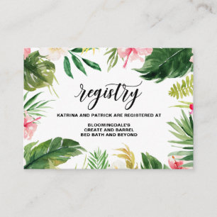 Cartão De Informações Watercolor Tropical Flowers Frame Registry Card I