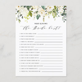 Cartão De Informações Watercolor White Floral que conhece melhor a noiva