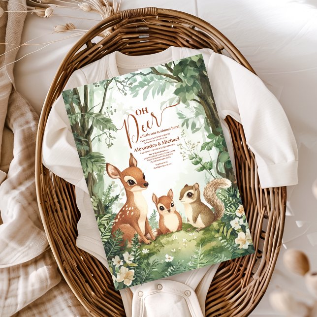 Cartão De Informações Watercolor Woodland Oh Deer (Criador carregado)