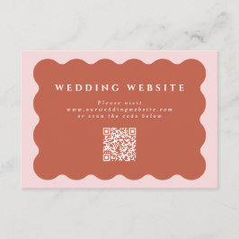 Cartão De Informações Wavy Terracotta & Blush Casamento Código QR do Sit