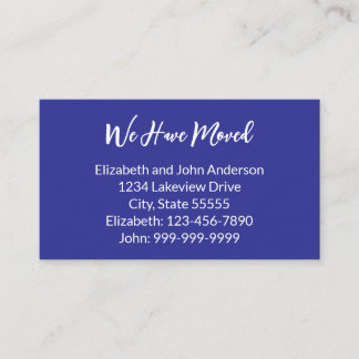 Cartão De Informações We Have Moved Deep Blue Moving Announcement