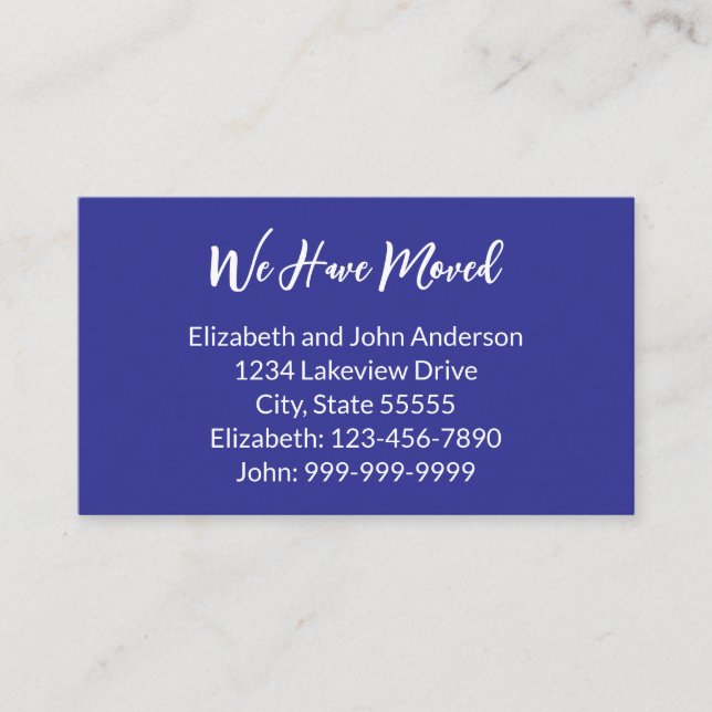 Cartão De Informações We Have Moved Deep Blue Moving Announcement (Frente)