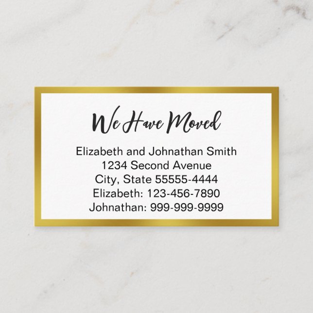 Cartão De Informações We Have Moved Script White Moving Announcement (Frente)