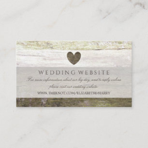 Cartão De Informações Web site de madeira do casamento do coração do