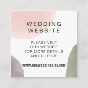 Cartão De Informações Web site moderno do casamento da aguarela