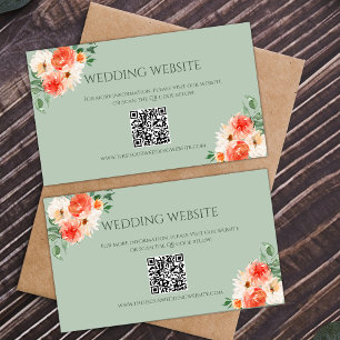 Cartão De Informações Website de Casamento Botânico Rustic Green and Ora