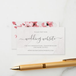 Cartão De Informações Website de Casamento de Cereja Floral de Watercolo