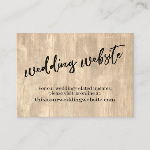 Cartão De Informações Website de Casamento de Escrita Manual Rustic Wood