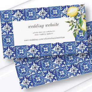 Cartão De Informações Website De Casamento De Lemon Foliage Blue Mediter