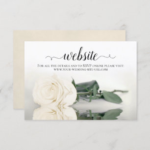 Cartão De Informações Website de Casamento Elegante da Ivory White Rose