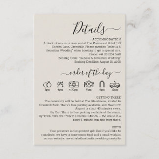 Cartão De Informações Wedding Cream Details