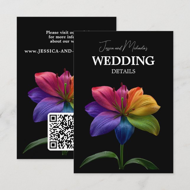 Cartão De Informações 🌈 Wedding Details QR code  (Frente/Verso)