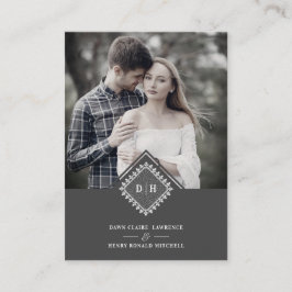 Cartão De Informações Wedding Initials Ornamental Lace Sophisticated