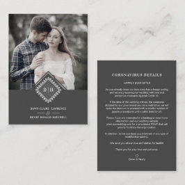 Cartão De Informações Wedding Initials Ornamental Lace Sophisticated