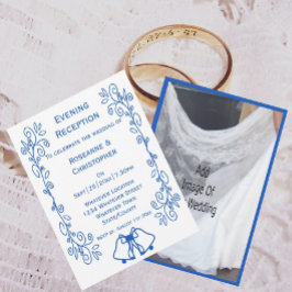 Cartão De Informações Wedding Reception Invitation Blue Sapphire Bells