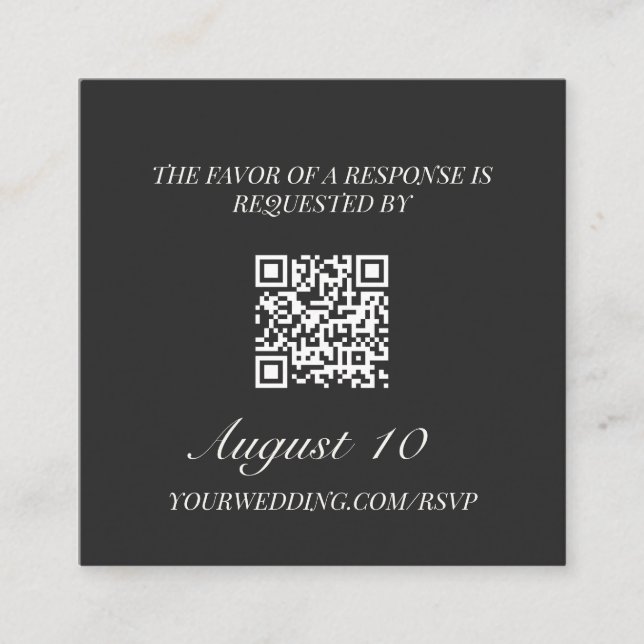 Cartão De Informações Wedding RSVP QR Code Illustrated Locket Monogram (Frente)