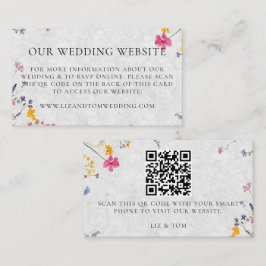 Cartão De Informações Wedding Website QR Code Wildflower Garden Ivory