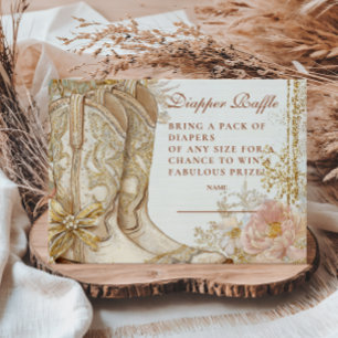 Cartão De Informações Western Cowgirl Boots Floral Diapper Raffle