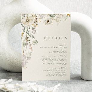 Cartão De Informações Whimsic Wildflower Dados sobre o marfim