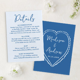 Cartão De Informações Whimsical Blue Heart Wedding Details