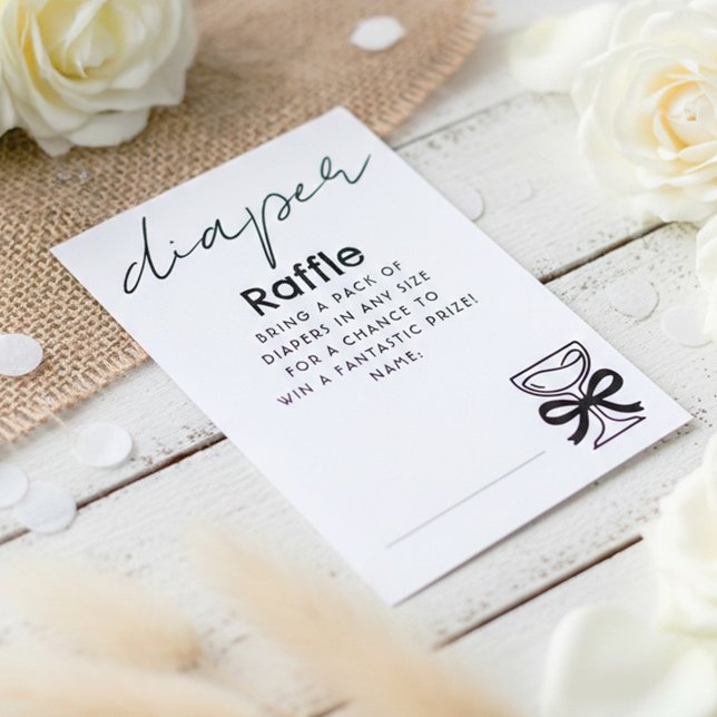 Cartão De Informações Whimsical Champagne Diaper Raffle Tickets (Diaper Raffle Whimsical Doodles Tickets)