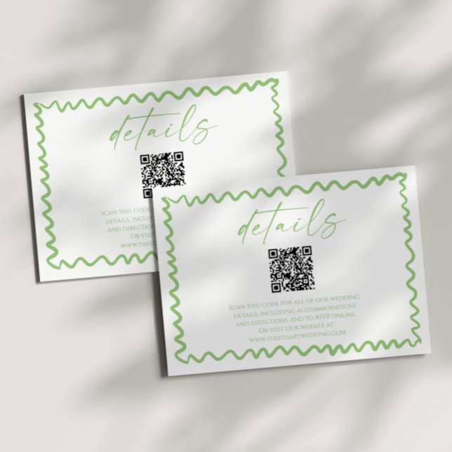 Cartão De Informações Whimsical Citrus Green QR Code Wedding Details (Criador carregado)