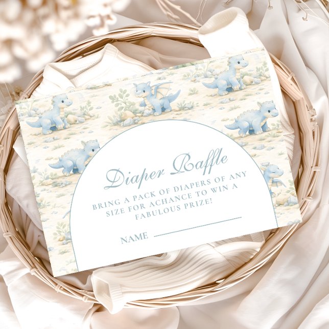 Cartão De Informações Whimsical Dinosaur Diapper Raffle (Criador carregado)