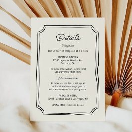 Cartão De Informações Whimsical Hand Drawn Informações de Casamento Quir